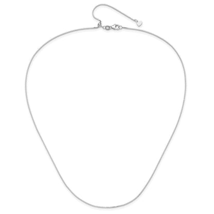 22 Inch 14K White Gold Adjustable .8mm Box Chain Necklace