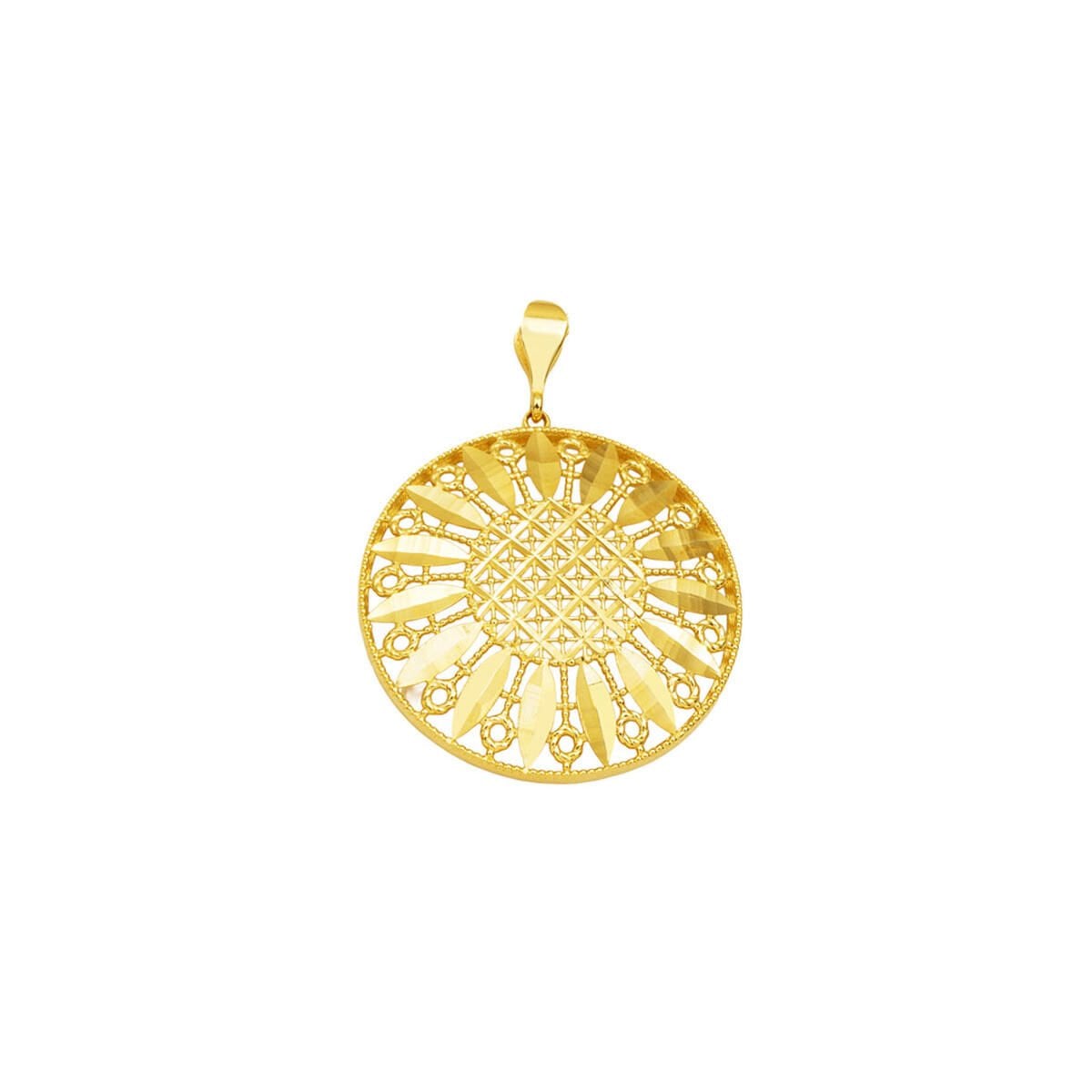 14K Yellow Gold Laurel Flower of Life Pendant