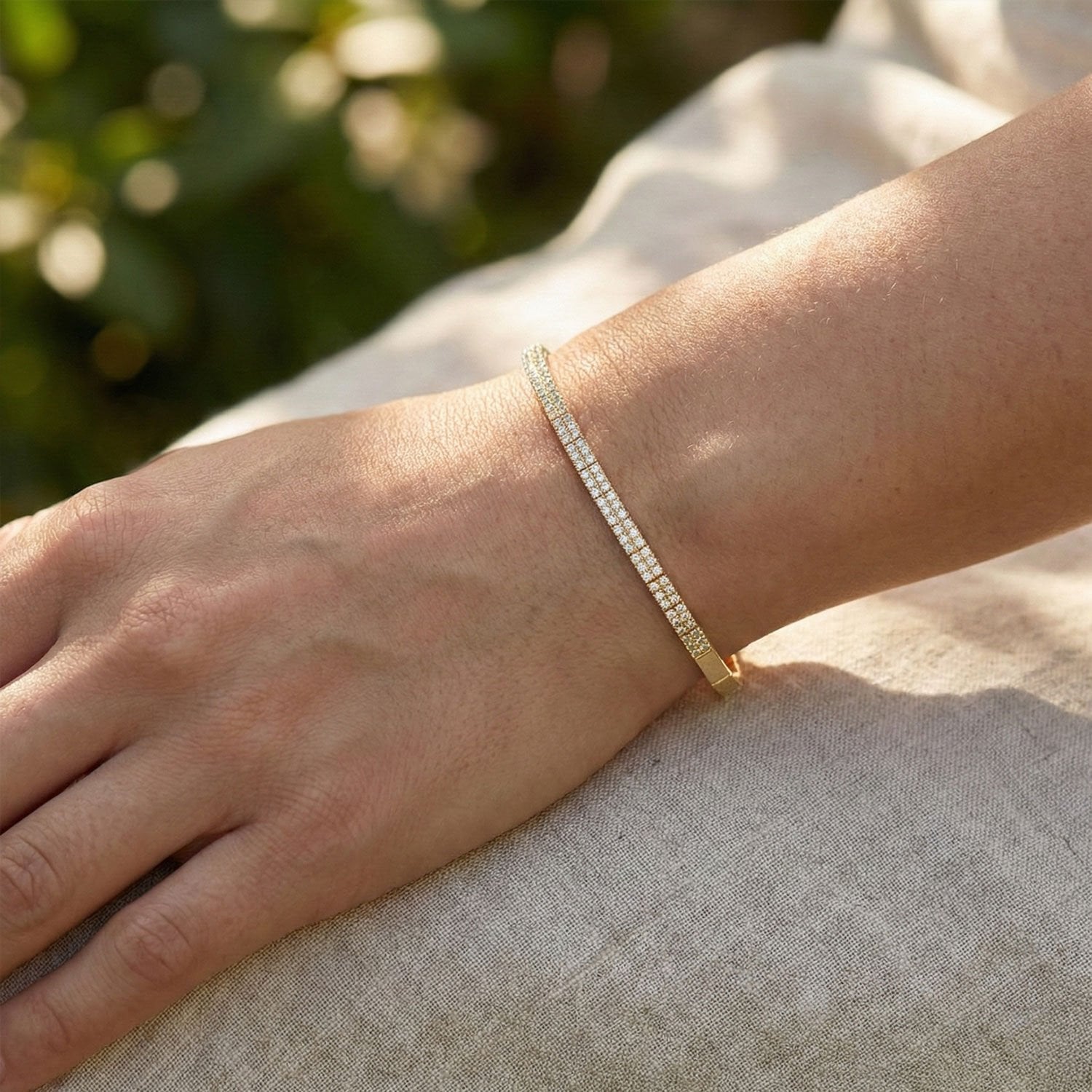 14K Yellow Gold Tennis Cubic Zirconia Bracelet (3.5 g)