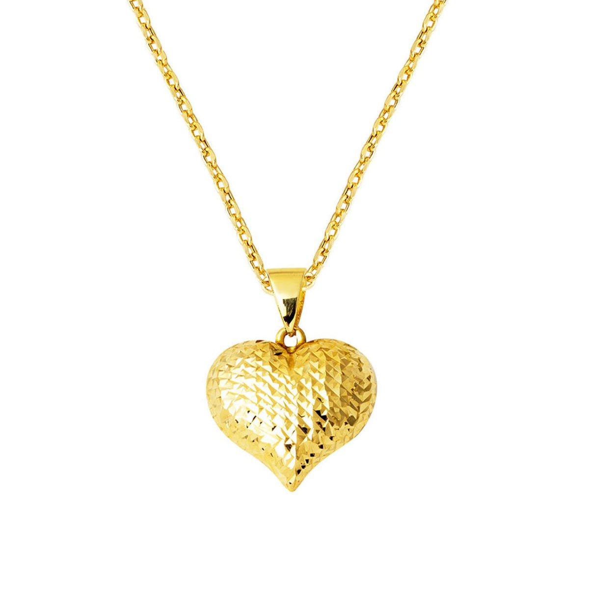 14K Gold Hand Engraved Heart Necklace