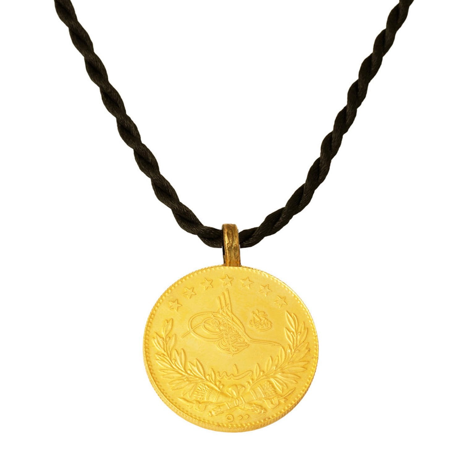 22K Yellow Gold Ottoman Resat Coin 2.5 Size Coin Pendant