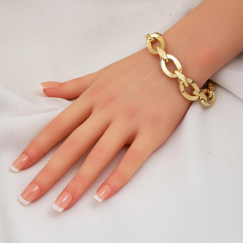 14K Yellow Gold Designer Inspired Hoop Bracelet