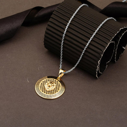 14K Yellow Gold Lion Medallion Pendant