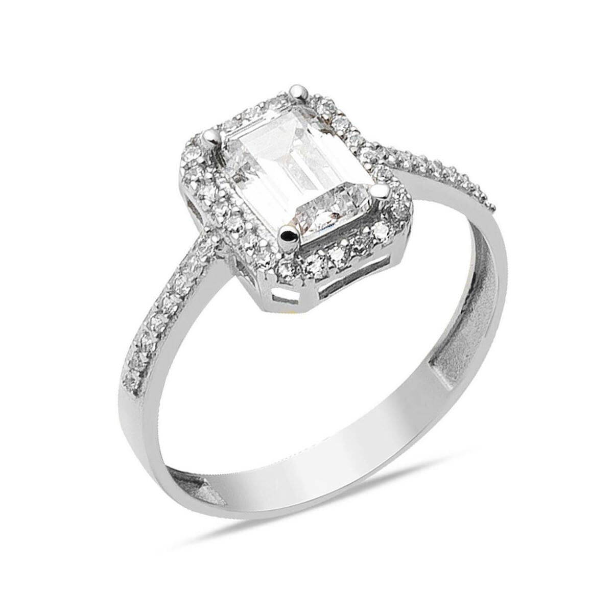 14K White Gold Baguette Cubic Zirconia Ring (2.27 g)