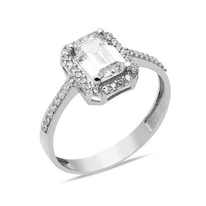 14K White Gold Baguette Cubic Zirconia Ring (2.27 g)