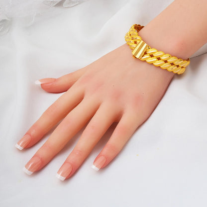 14K Yellow Gold Leaf Twisted Hinged Cuff Bangle