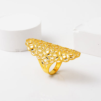 14K Yellow Gold Flower of Life Marquise Ring (6.7 g)
