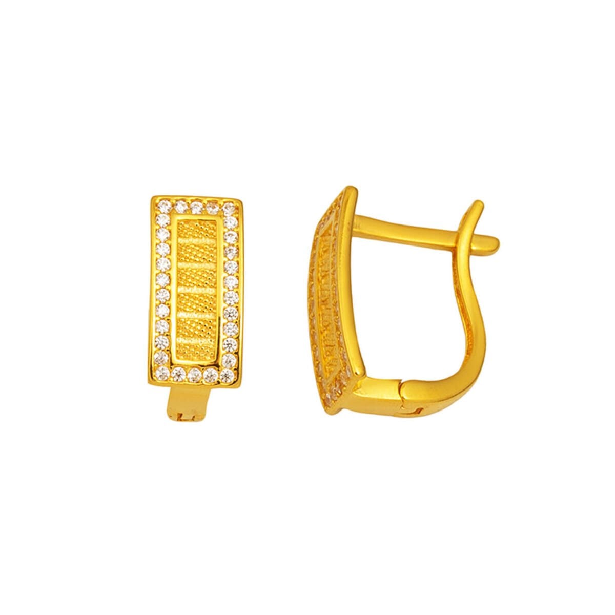 14K Yellow Gold Trabzon Mesh Cubic Zirconia Clip-On Earrings (2.56 g)