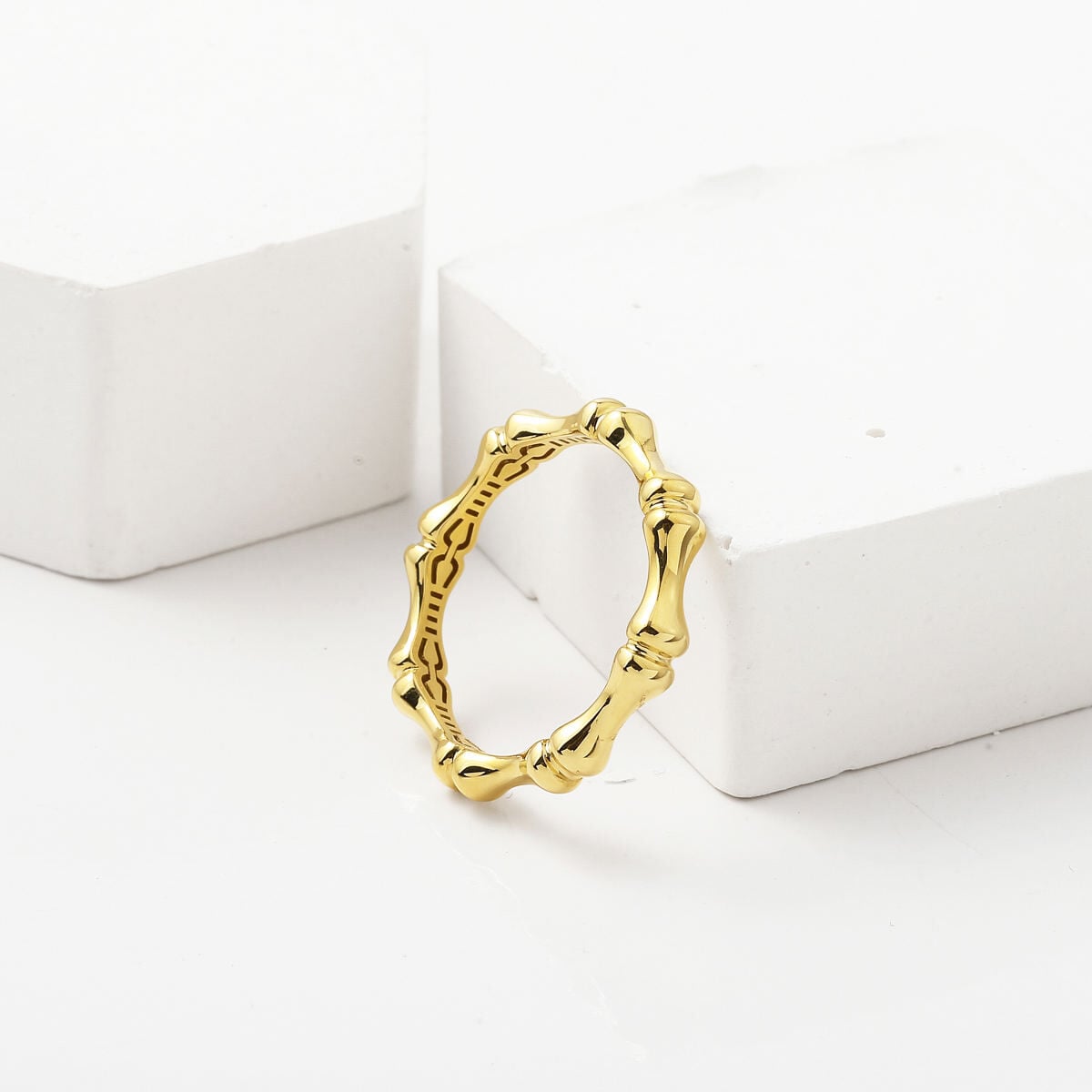14K Yellow Gold Bone Design Minimalist Ring