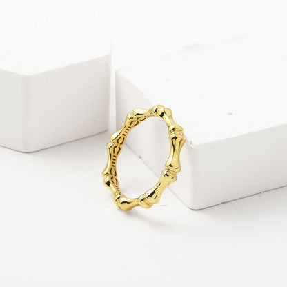 14K Yellow Gold Bone Design Minimalist Ring