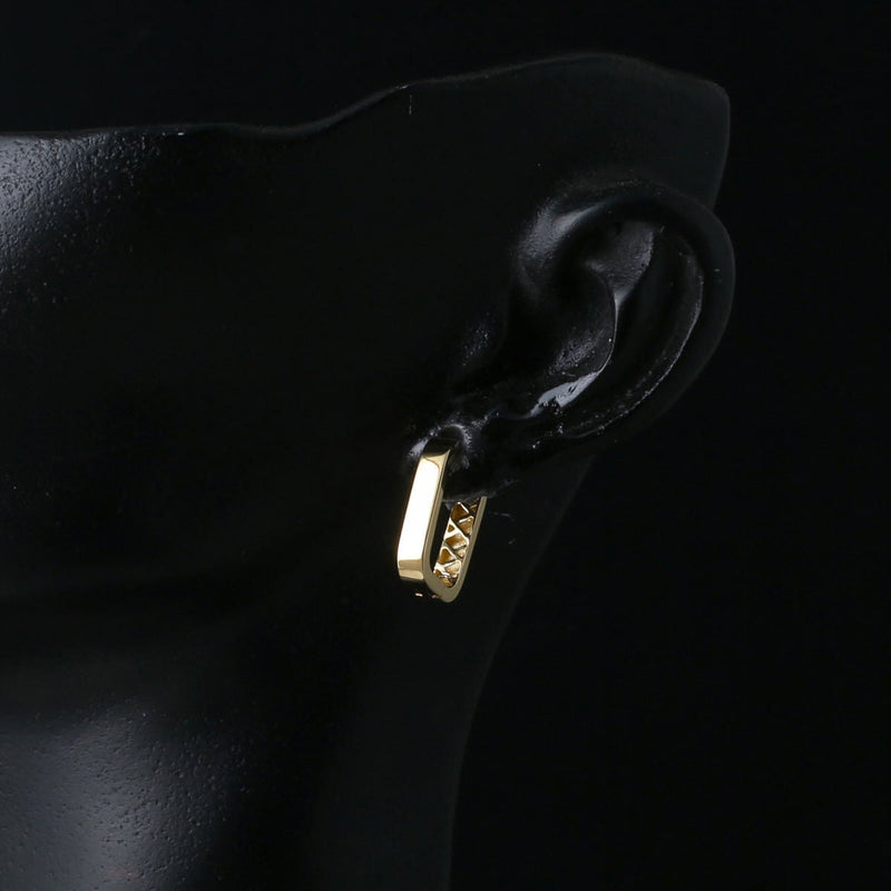 14K Yellow Gold Square-Cut Hoop Earrings