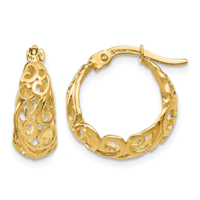14K Yellow Gold Polished Hinged Hoop Earrings