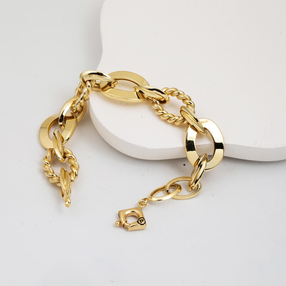 14K Yellow Gold Twisted Thick Bracelet