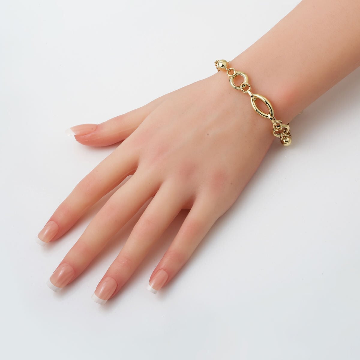 14K Yellow Gold Ellipse Hoop Chain Bracelet