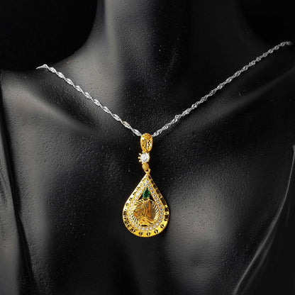 14K Yellow Gold Ottoman Tughra Cubic Zirconia Pendant (3.08 g)
