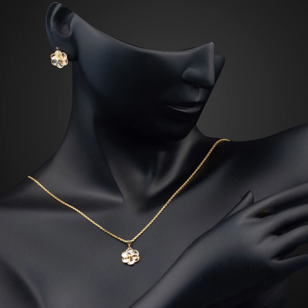 14K Yellow Gold Therapy Necklace and Earrings Set