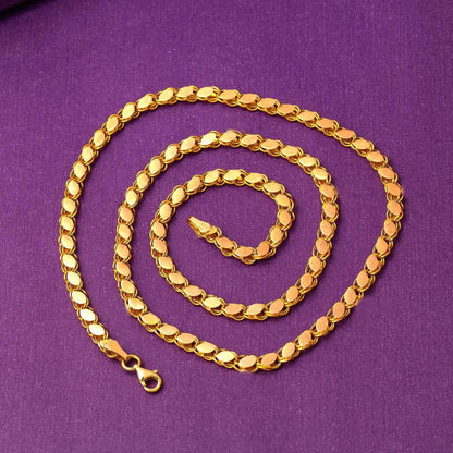14K Yellow Gold Sequin Wide Chain 45 cm 5mm