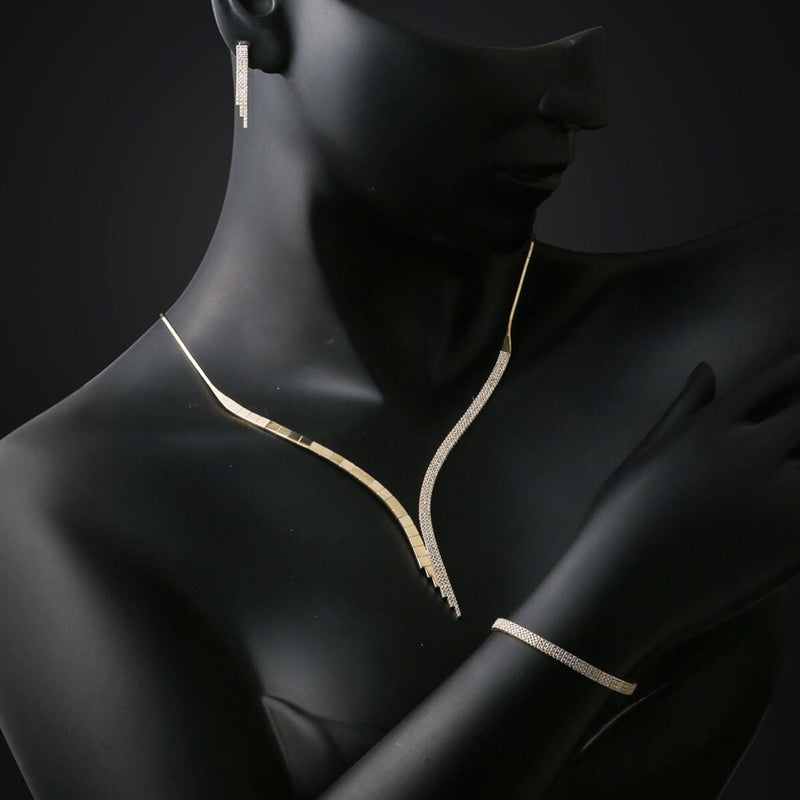 14K Yellow Gold 3 Row Tennis Cubic Zirconia Wedding Set