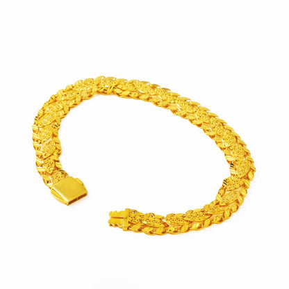 14K Yellow Gold Box Lock Leaf Bracelet