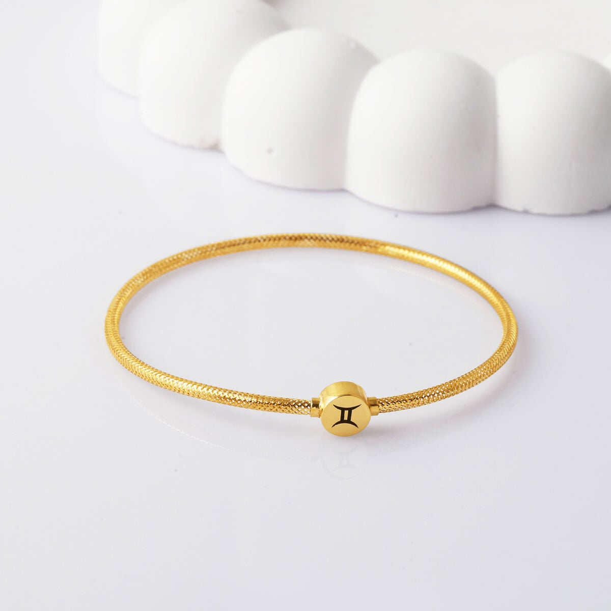 14K Yellow Gold Gemini Zodiac Italian ID Bracelet