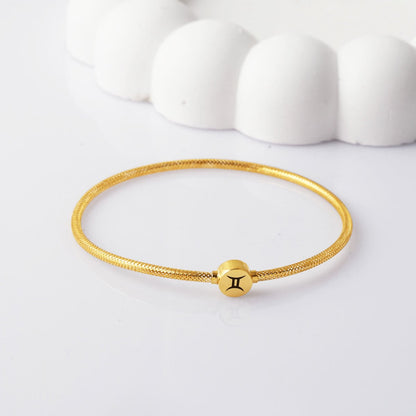 14K Yellow Gold Gemini Zodiac Italian ID Bracelet