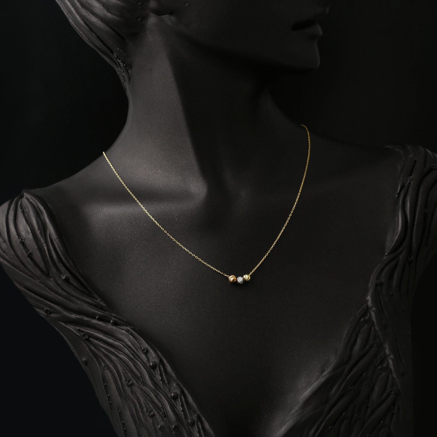 14K Yellow Gold Colored Bead Chain Necklace