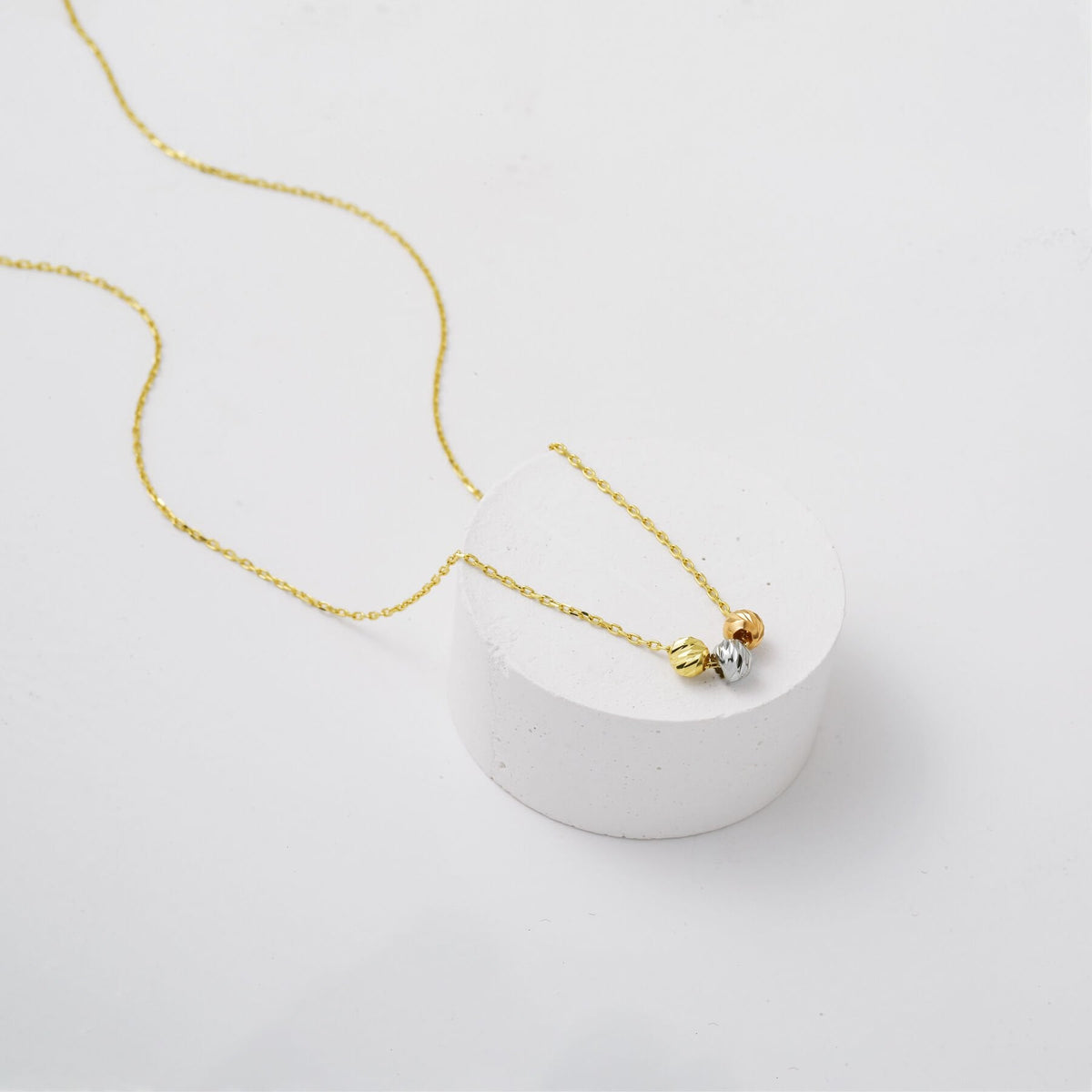 14K Yellow Gold Colored Bead Chain Necklace