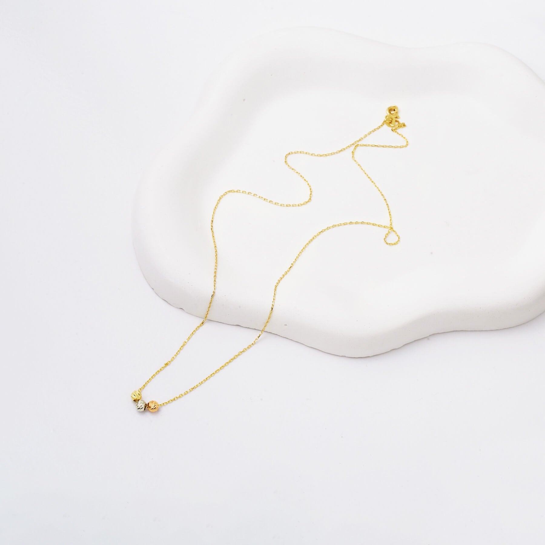 14K Yellow Gold Colored Bead Chain Necklace