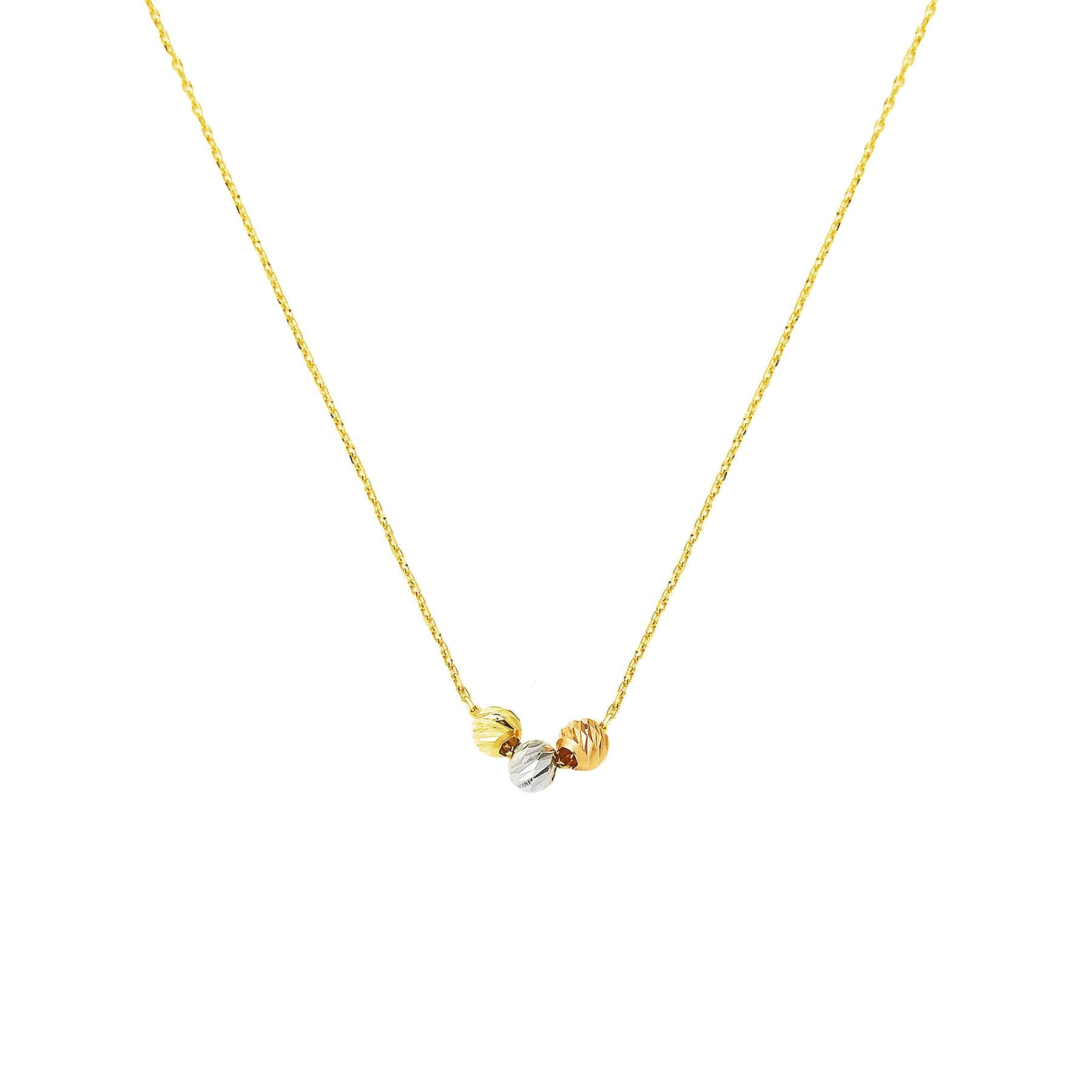 14K Yellow Gold Colored Bead Chain Necklace
