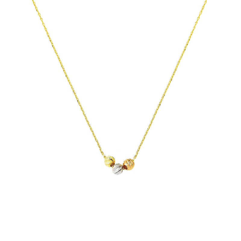 14K Yellow Gold Colored Bead Chain Necklace