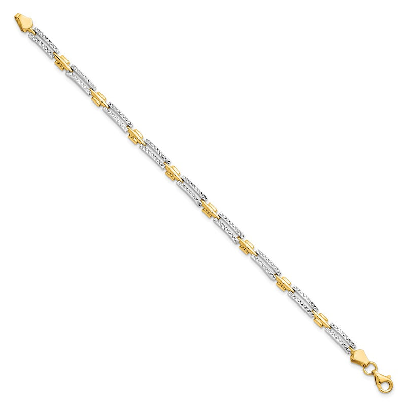 14K Yellow & Rhodium D/C Bracelet