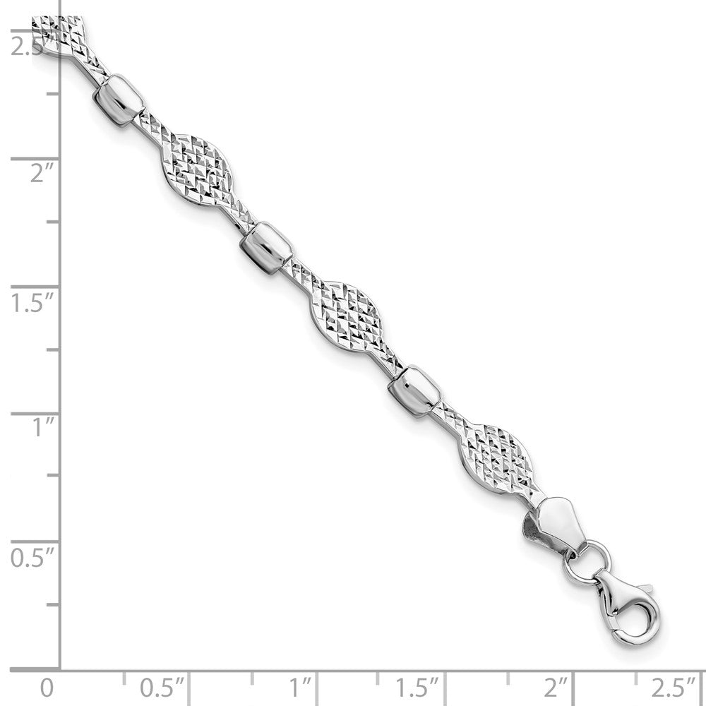 14K White Gold Diamond Cut Bracelet