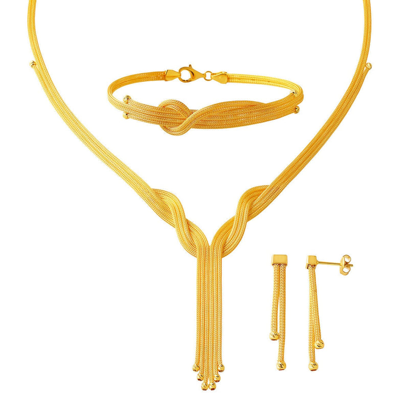 14K Yellow Gold Woven Link Ivy Wedding Set
