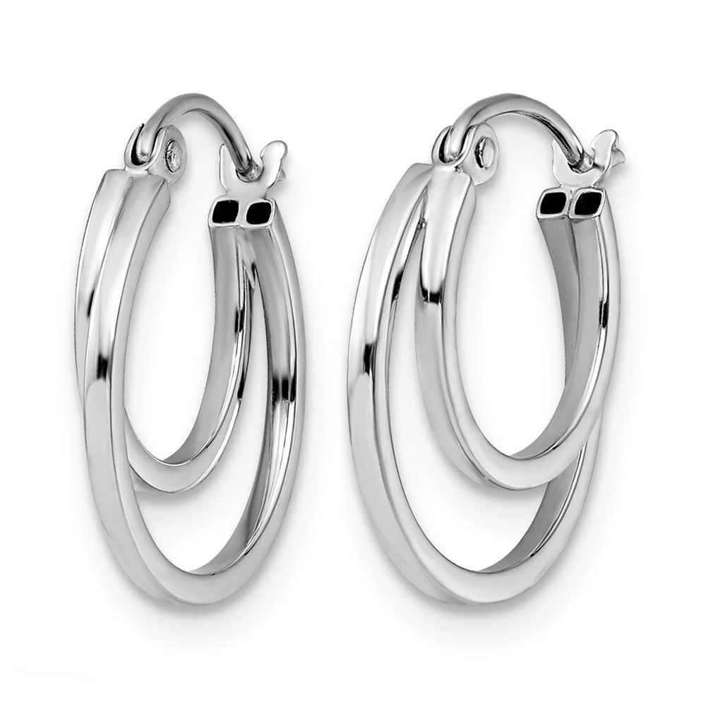 14K White Gold Polished Hinged Hoop Earrings