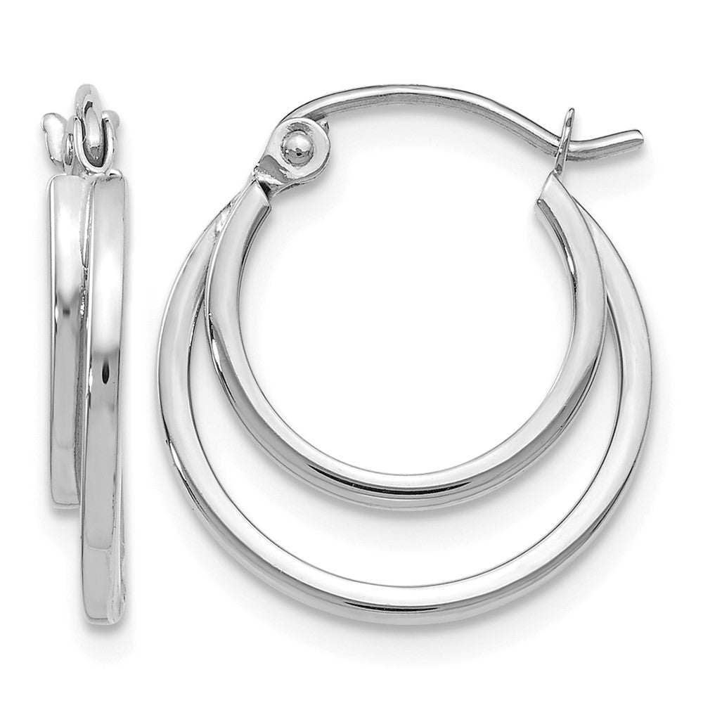 14K White Gold Polished Hinged Hoop Earrings