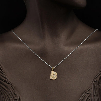 14K Yellow Gold Initial B Cubic Zirconia Pendant