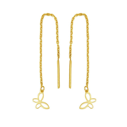 14K Yellow Gold Chain Butterfly Earrings