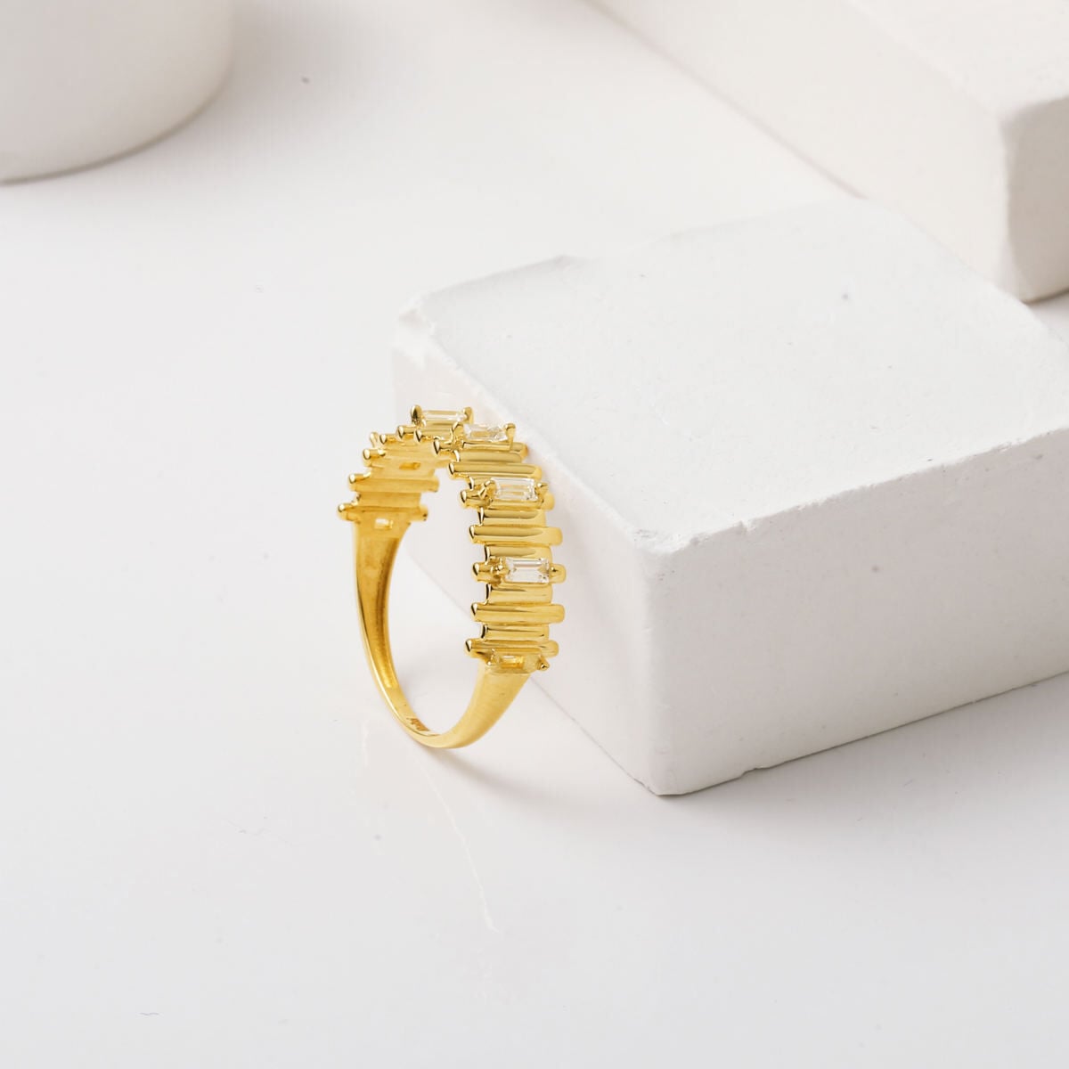 14K Yellow Gold Rhythm Cubic Zirconia Ring