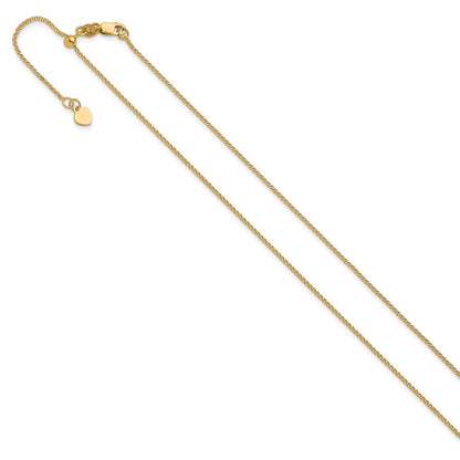 22 Inch 14K Yellow Gold Adjustable 1.2 mm D/C Double Curb Chain Necklace