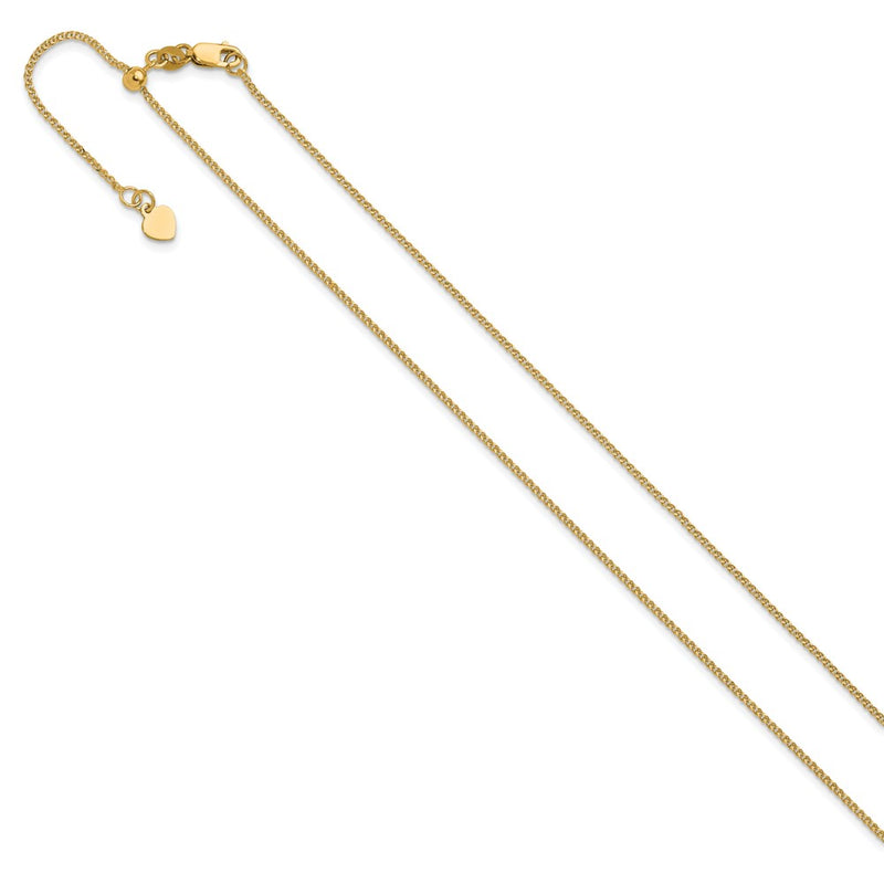 22 Inch 14K Yellow Gold Adjustable 1.2 mm D/C Double Curb Chain Necklace