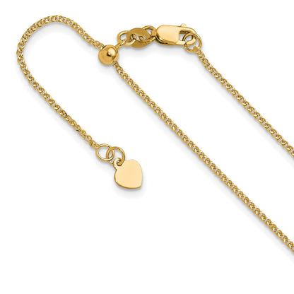 22 Inch 14K Yellow Gold Adjustable 1.2 mm D/C Double Curb Chain Necklace