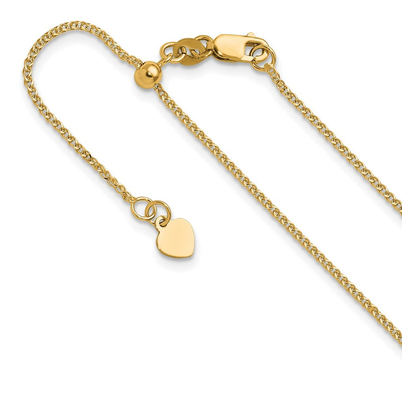 22 Inch 14K Yellow Gold Adjustable 1.2 mm D/C Double Curb Chain Necklace