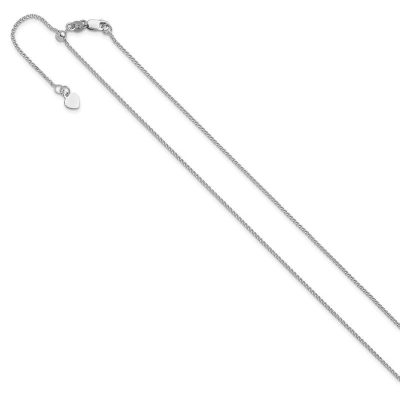 3 Inch 14K White Gold Adjustable 1.2 mm D/C Double Curb Chain Necklace
