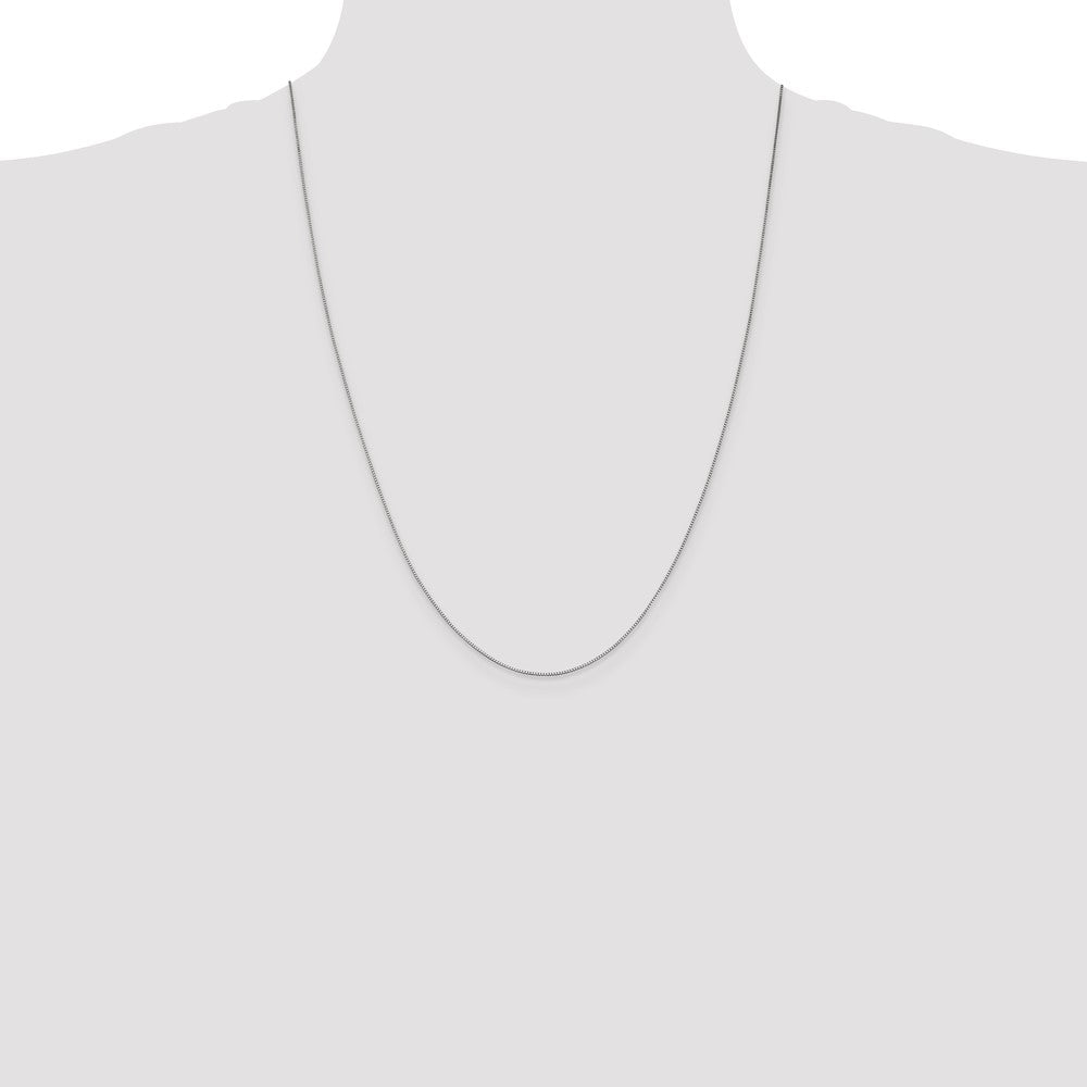 24 Inch 14K White Gold .7mm Box With Lobster Clasp Chain Necklace