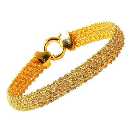 14K Yellow Gold Mesh Braided Collar Necklace & Bracelet Set
