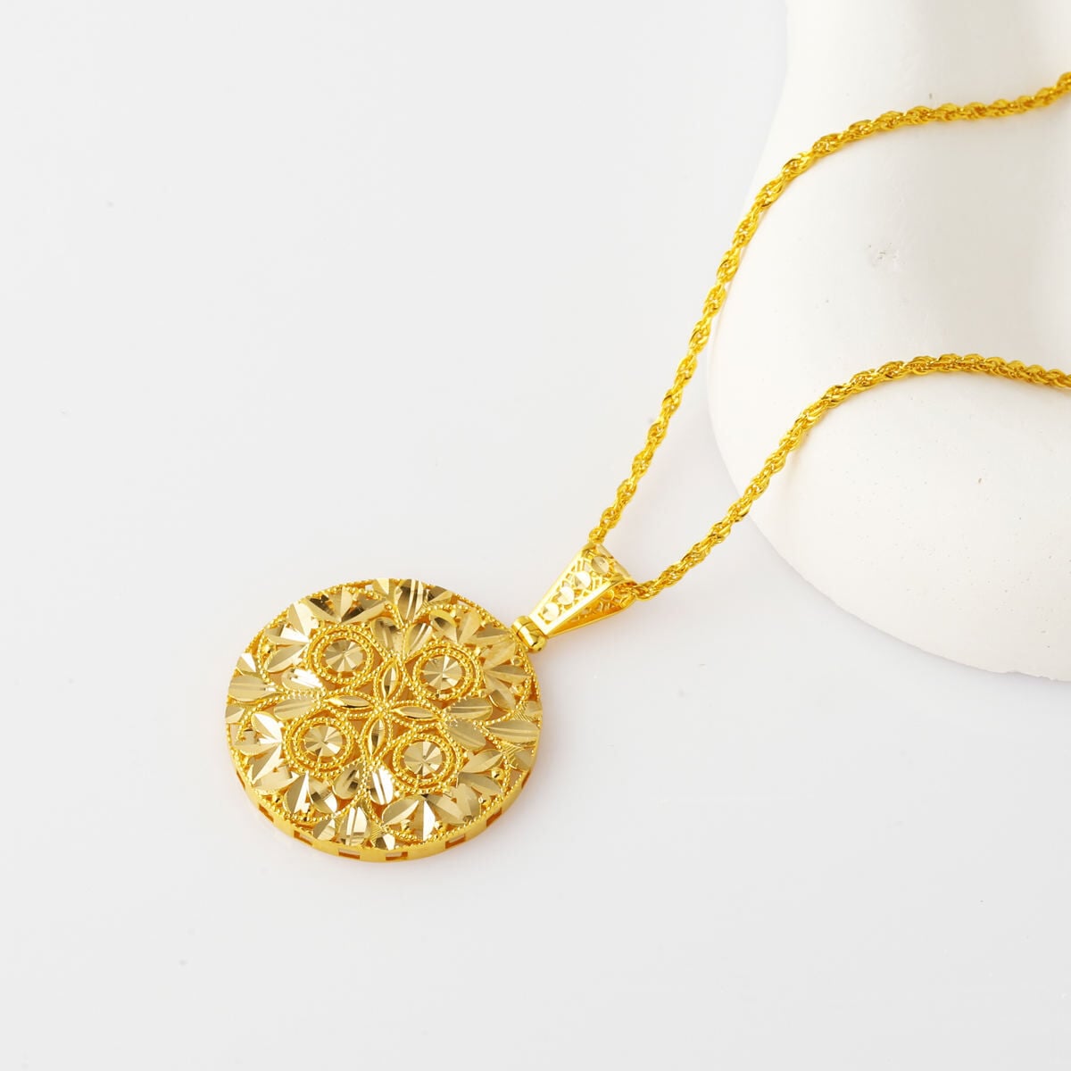 14K Yellow Gold Sparkling Drop Necklace