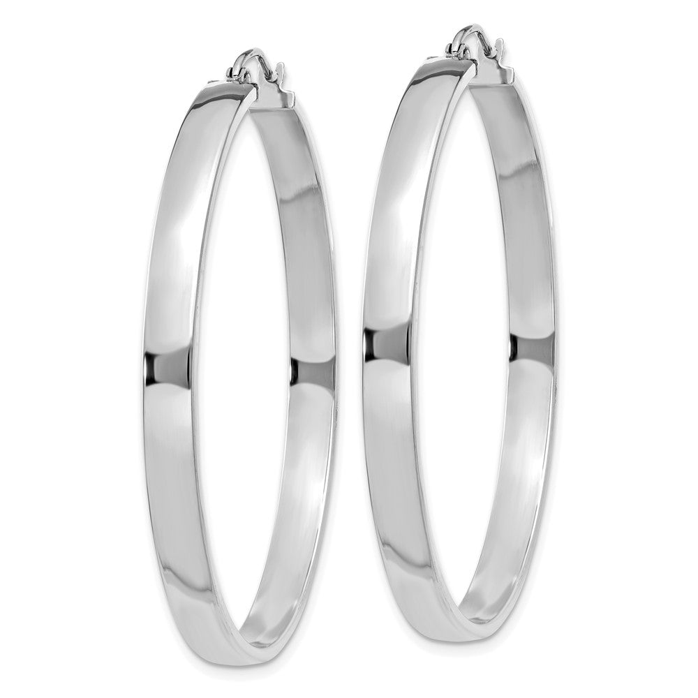 14K White Gold 4x45mm Polished Tube Hoop Earrings