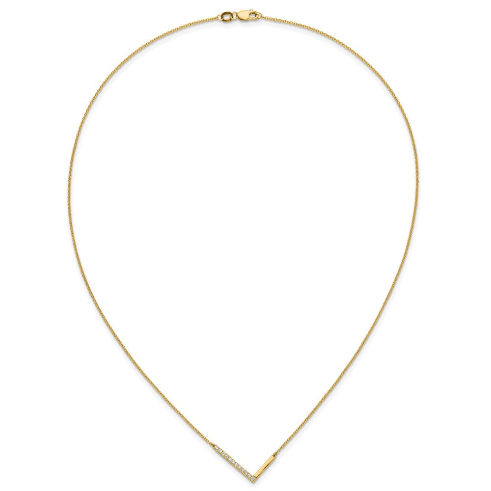 14K Yellow Gold Sideways Diamond Initial L 18 Inch Necklace