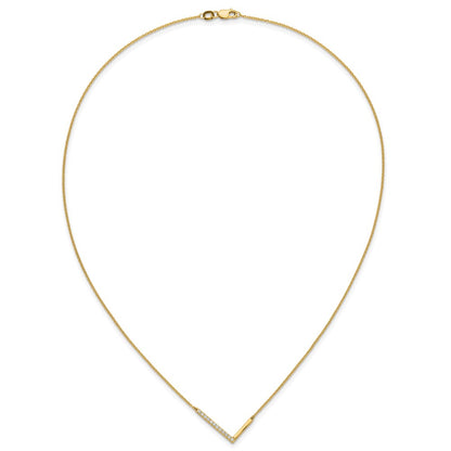 14K Yellow Gold Sideways Diamond Initial L 18 Inch Necklace