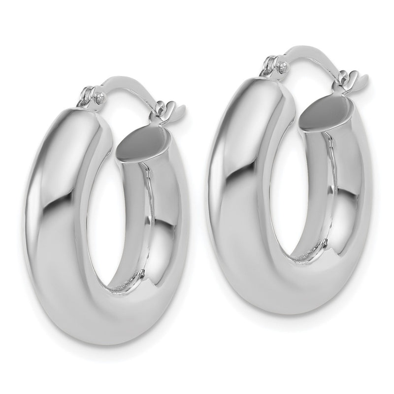 14K White Gold 5x20mm Polished Tube Hoop Earrings